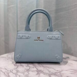 Baby Blue Structured Top-Handle Tote